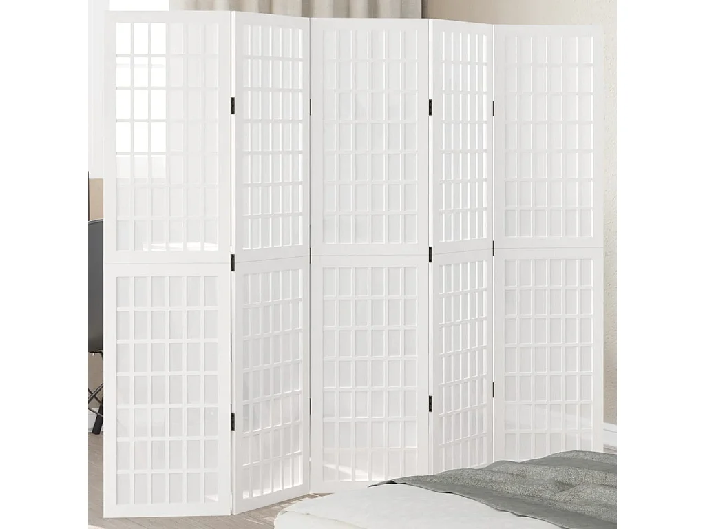 Trennwand 5 Paneele aus weißem massivem Paulownia-Holz