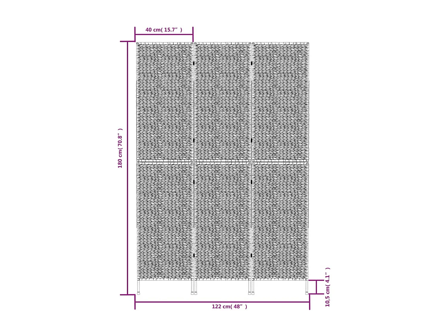 Parede divisória 3 painéis 122x180 cm aguapé