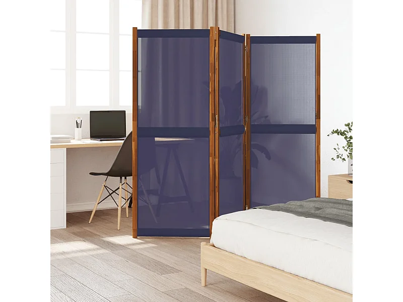 Cloison de séparation 3 panneaux bleu foncé 210x180 cm
