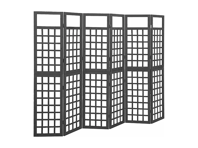 Cloison de séparation à 6 panneaux Bois de pin Noir 242,5x180cm