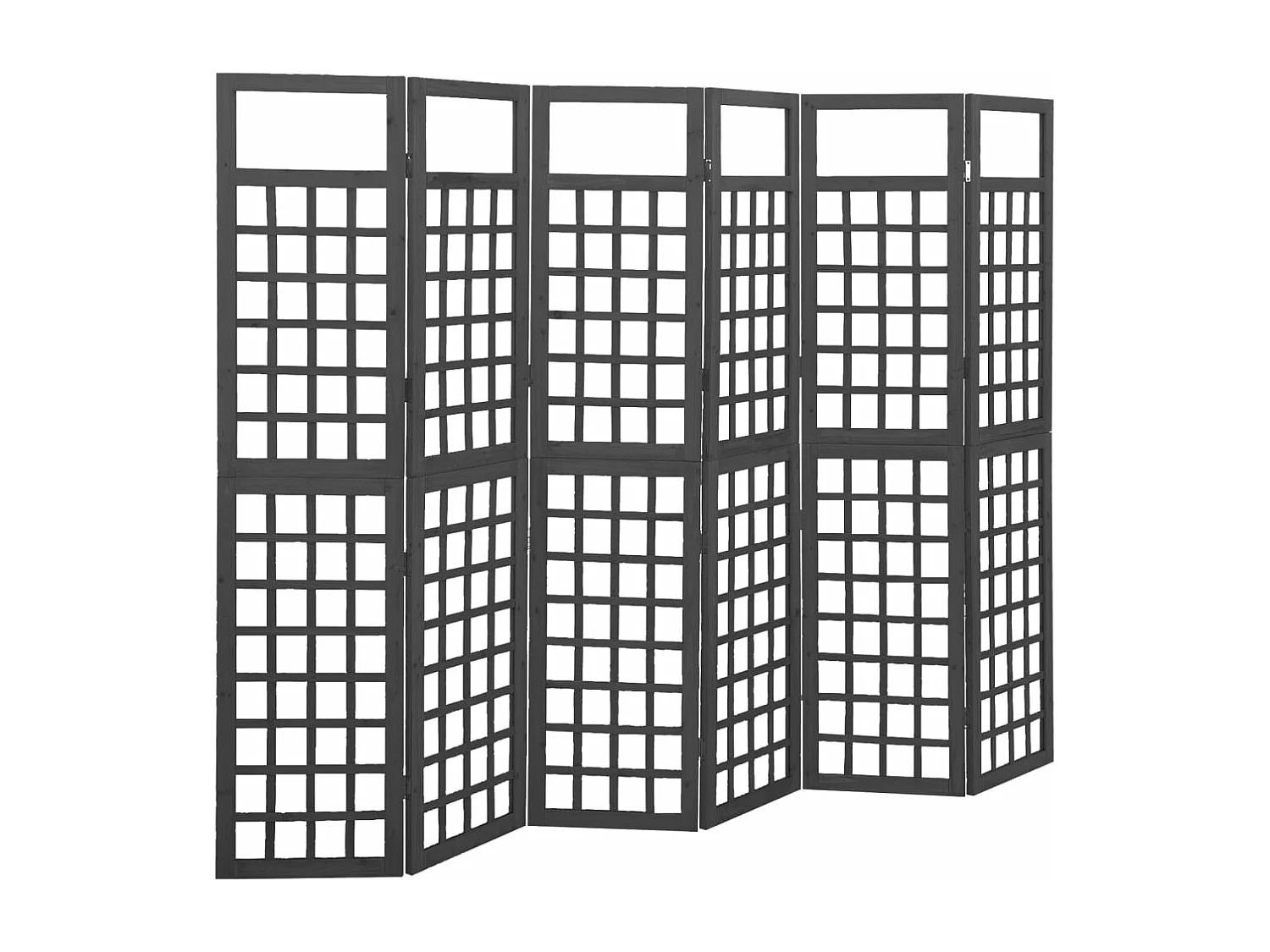 Cloison de séparation à 6 panneaux Bois de pin Noir 242,5x180cm