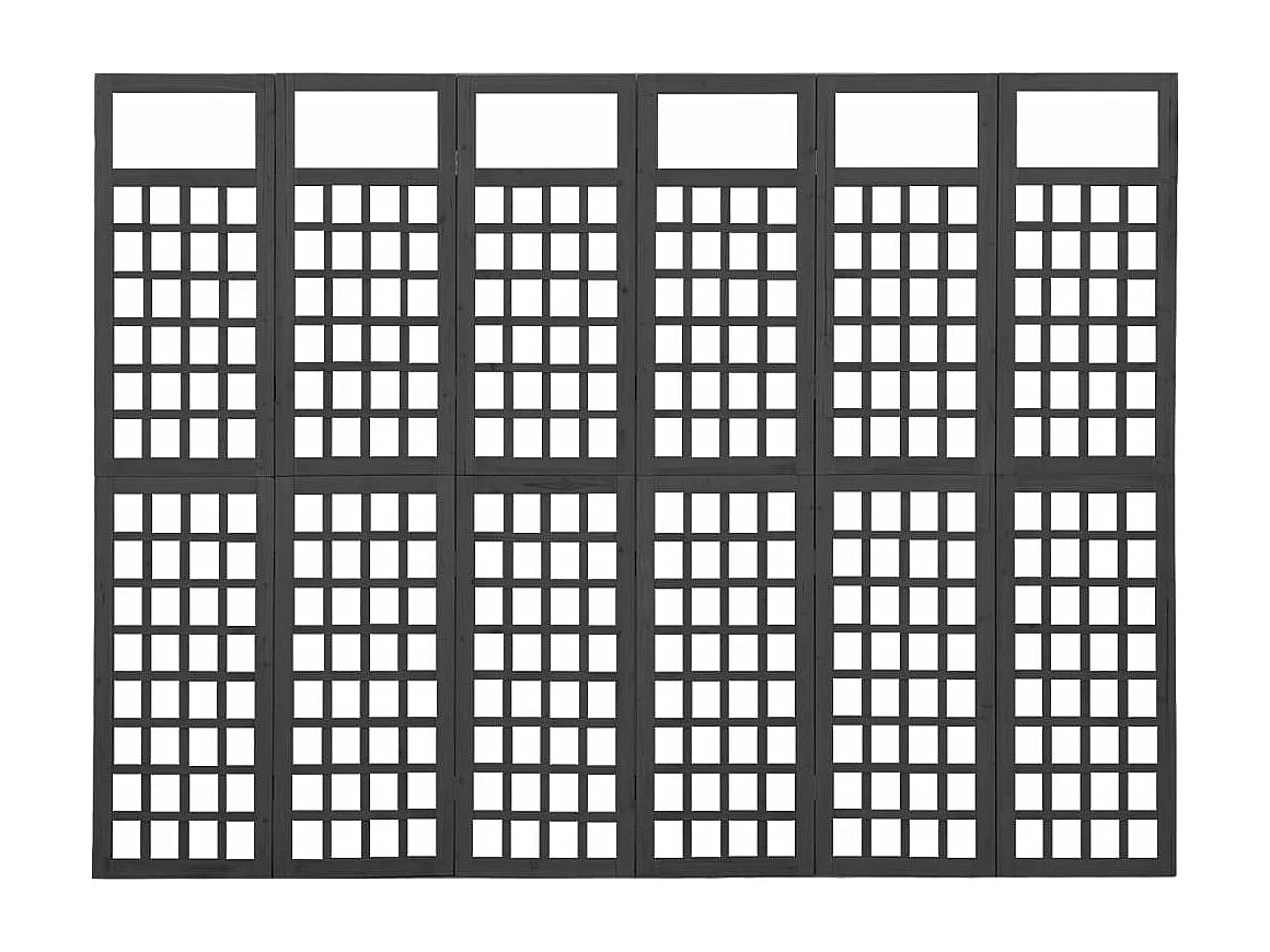 Cloison de séparation à 6 panneaux Bois de pin Noir 242,5x180cm