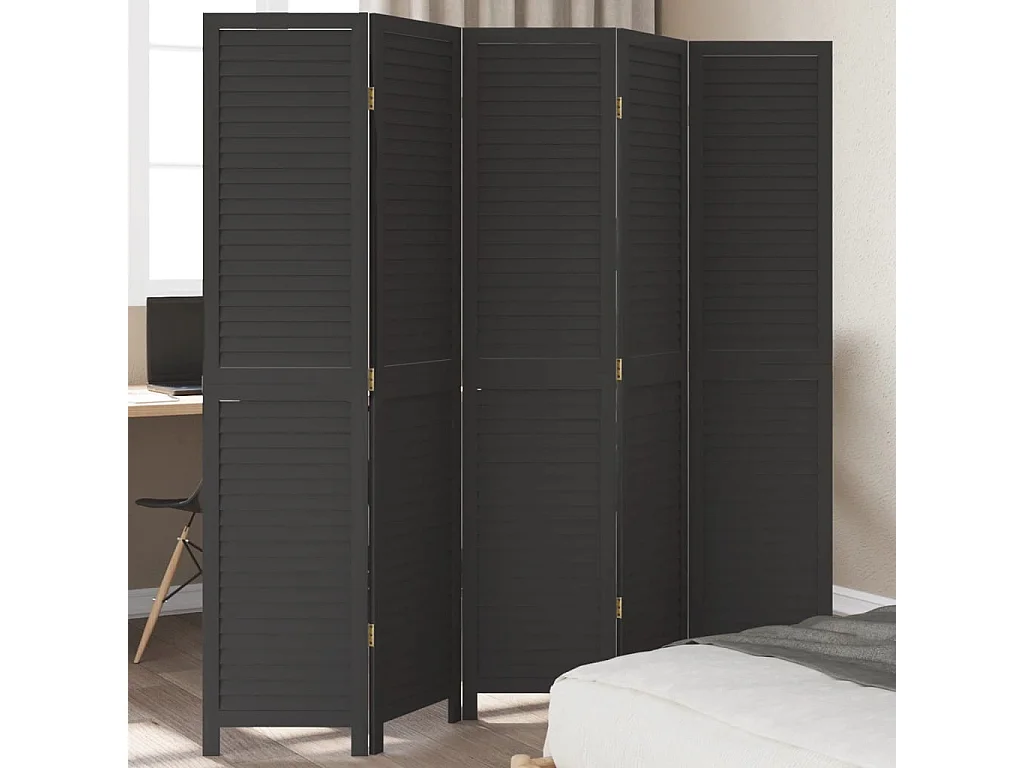 Tabique negro de 5 paneles de madera maciza de paulownia