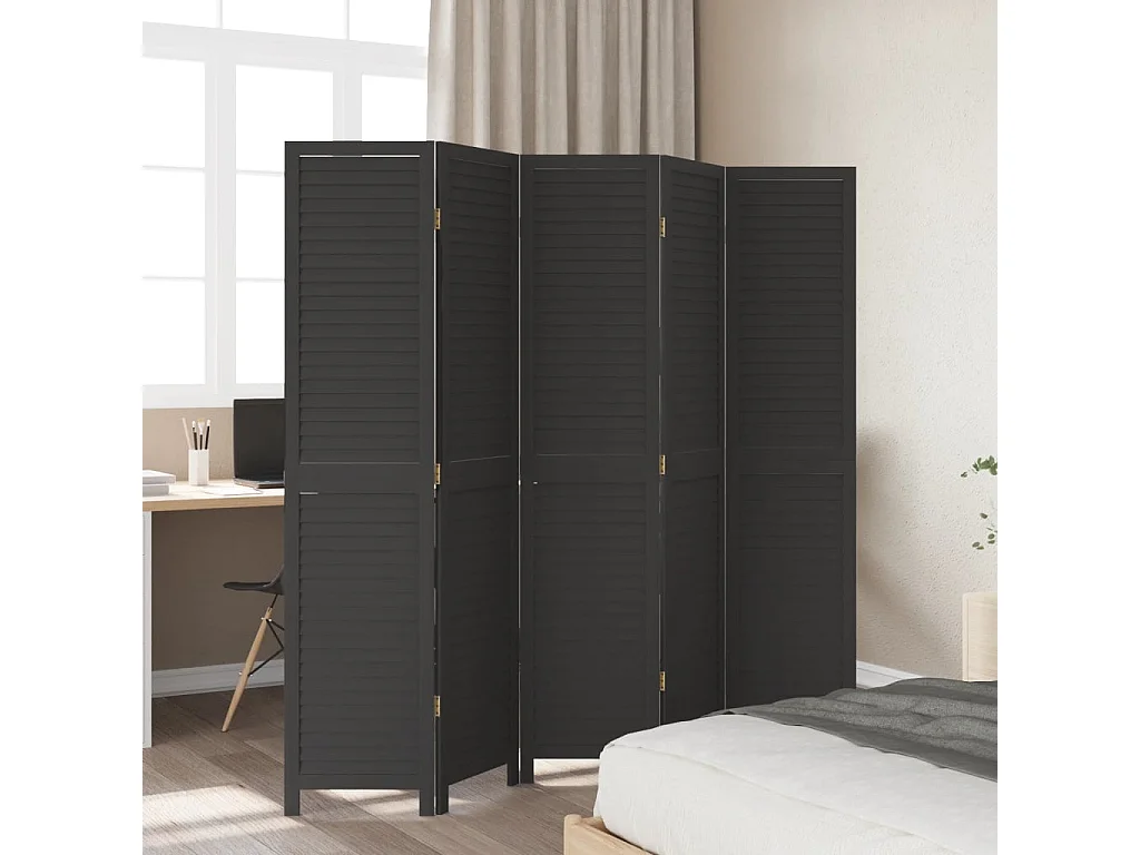 Tabique negro de 5 paneles de madera maciza de paulownia