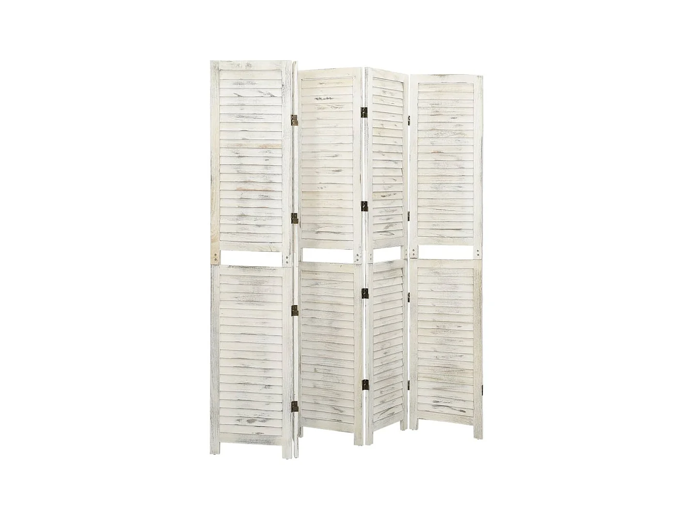 Cloison de séparation 5 panneaux Blanc antique 178,5x166cm Bois