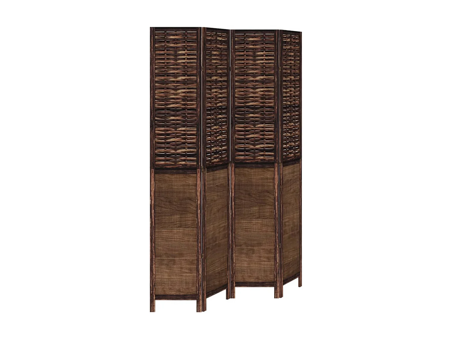 Scheidingswand 4 panelen donkerbruin massief paulownia