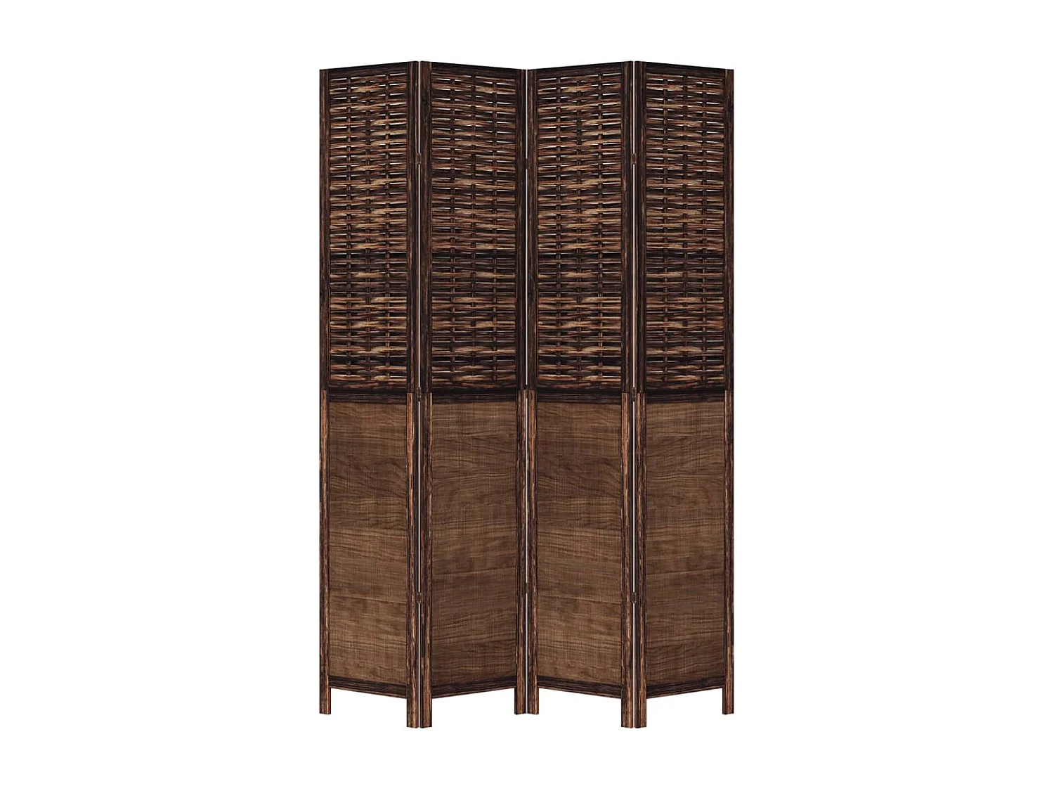 Scheidingswand 4 panelen donkerbruin massief paulownia