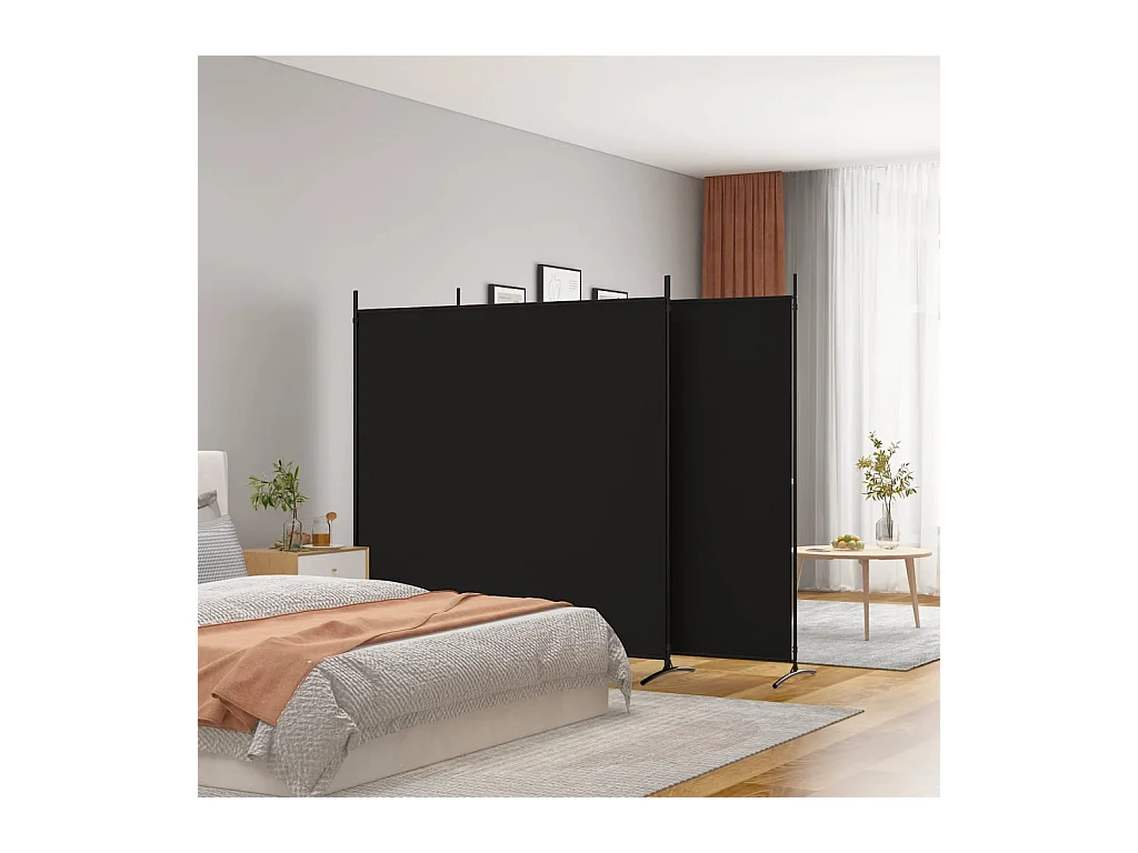 Cloison de séparation 3 panneaux Noir 525x180 cm Tissu