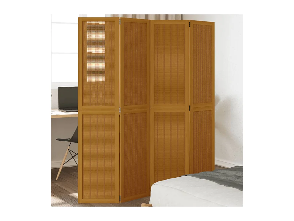 Scheidingswand 4 bruine panelen massief paulowniahout