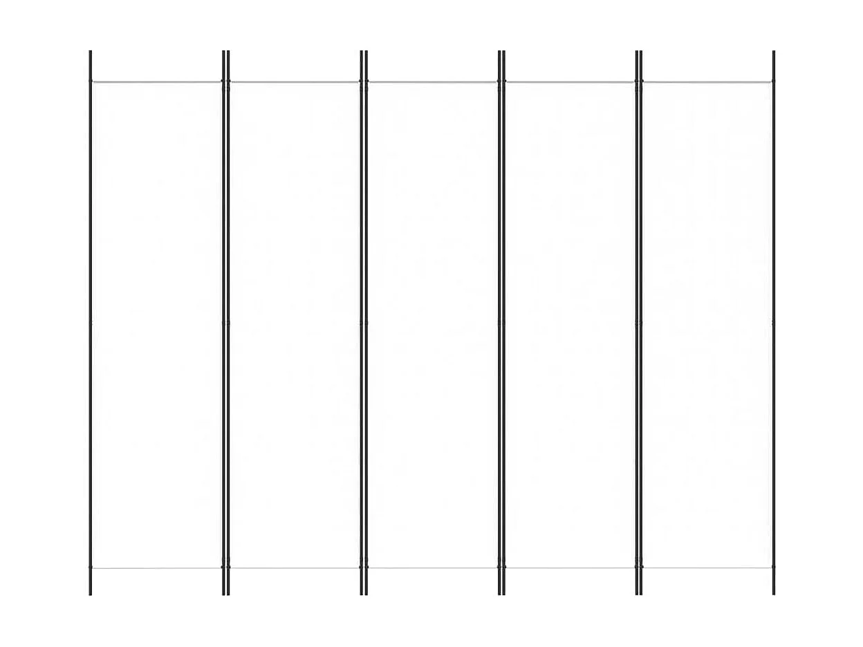 Trennwand 5 Paneele Weiß 250x200 cm Stoff