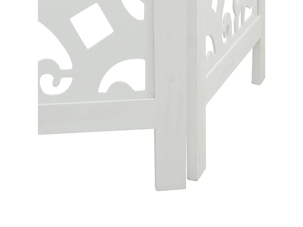 Parete divisoria 4 pannelli in legno massello di paulownia bianco