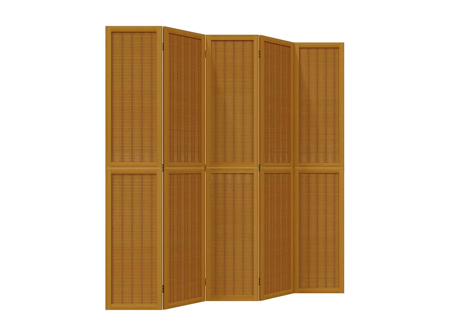 Parete divisoria composta da 5 pannelli marroni in legno massello di paulownia