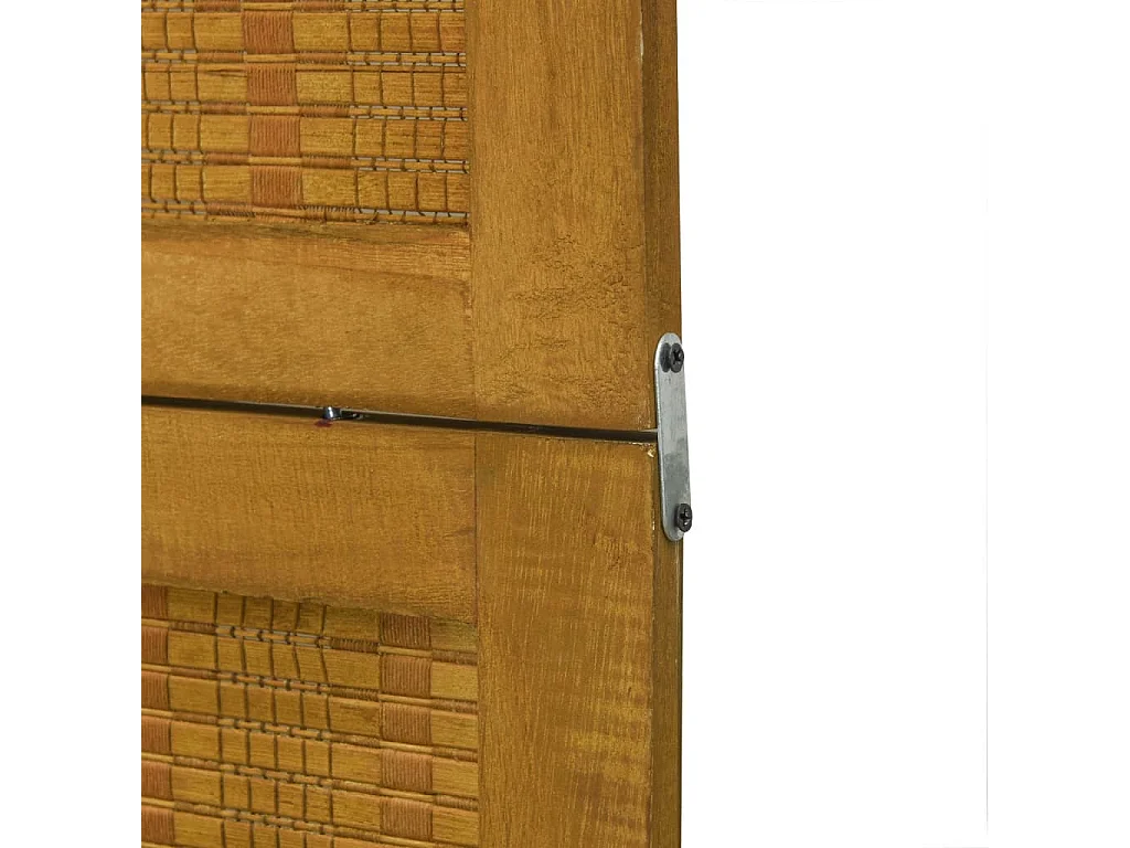 Parete divisoria composta da 5 pannelli marroni in legno massello di paulownia