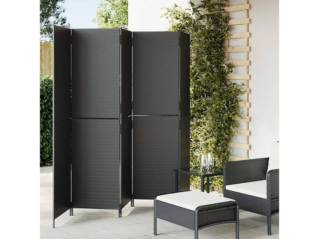 Scheidingswand 5 zwarte panelen geweven hars