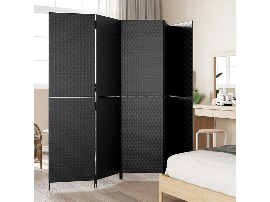 Scheidingswand 5 zwarte panelen geweven hars