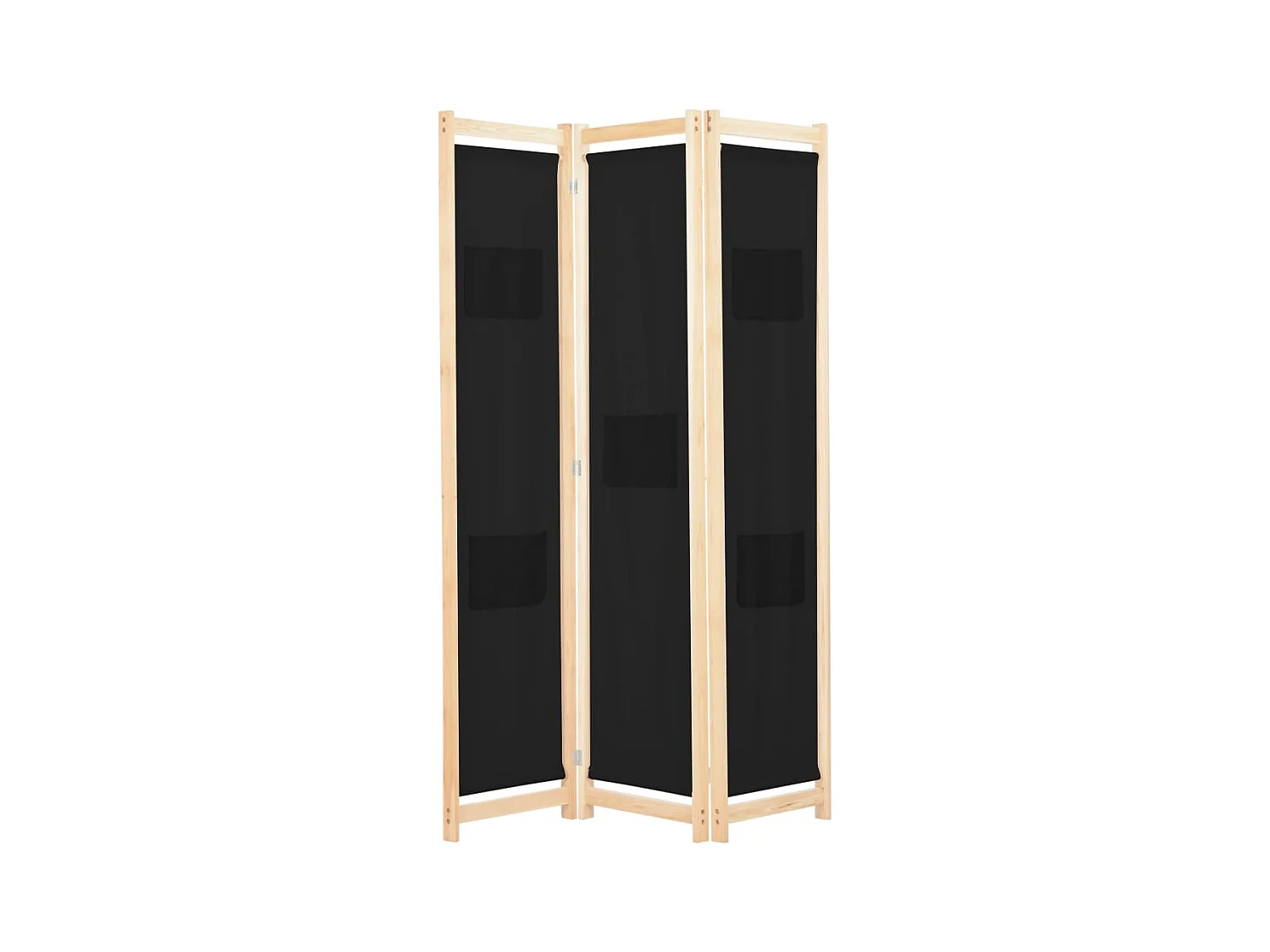 Cloison de séparation 3 panneaux Noir 120x170x4 cm Tissu