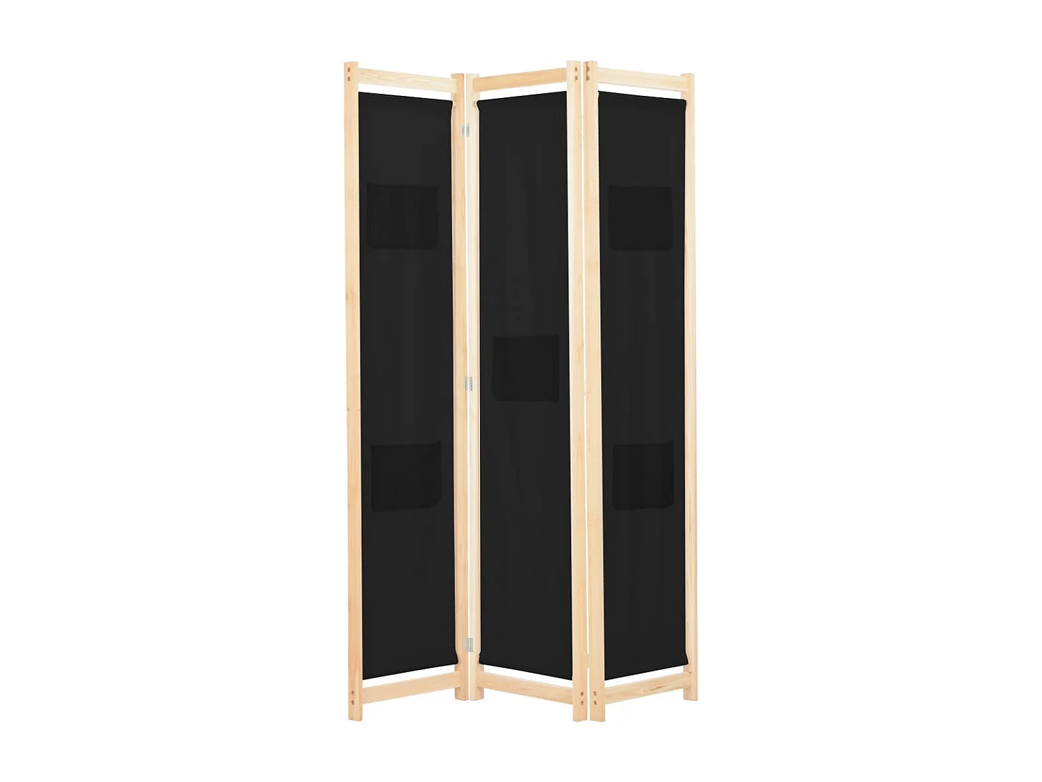 Cloison de séparation 3 panneaux Noir 120x170x4 cm Tissu