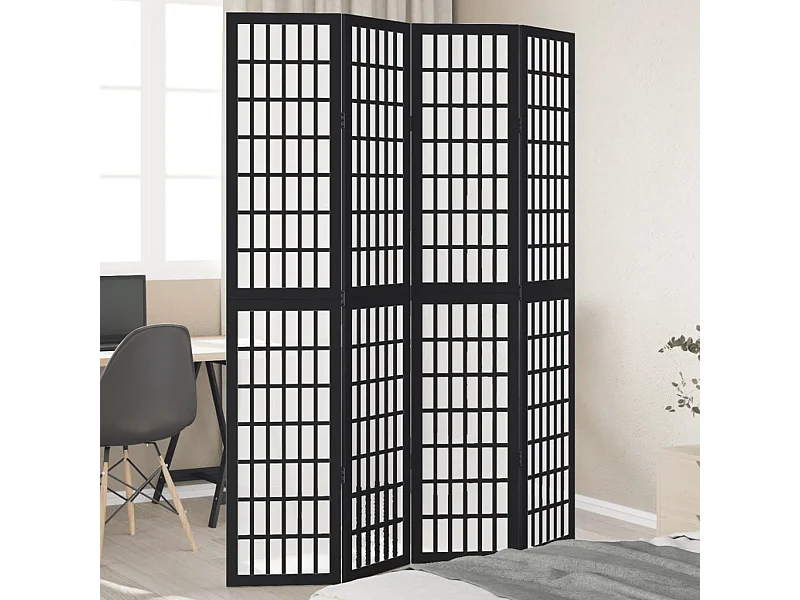 Tabique negro de 4 paneles de madera maciza de paulownia