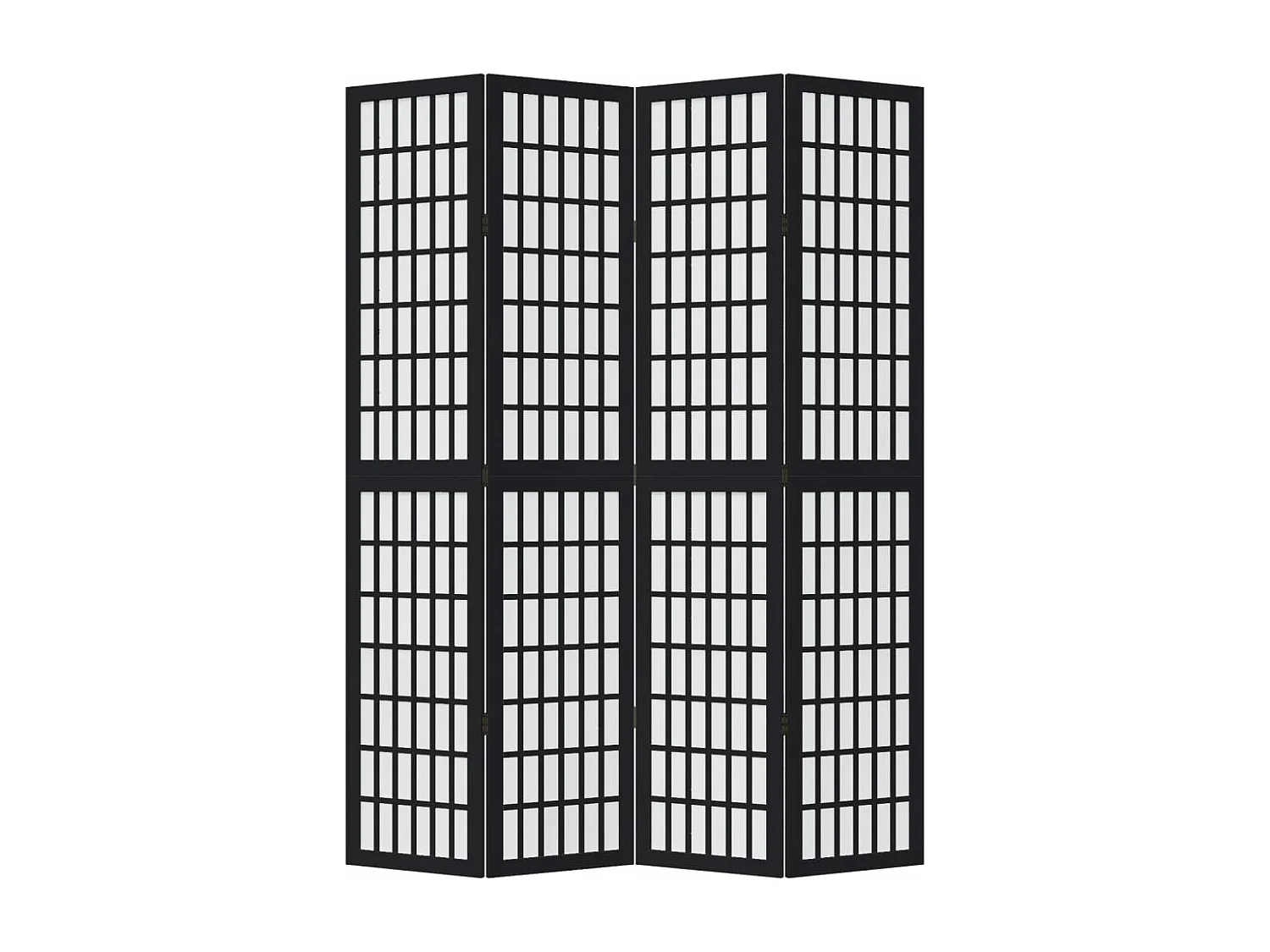 Parete divisoria nera a 4 pannelli in legno massello di paulownia