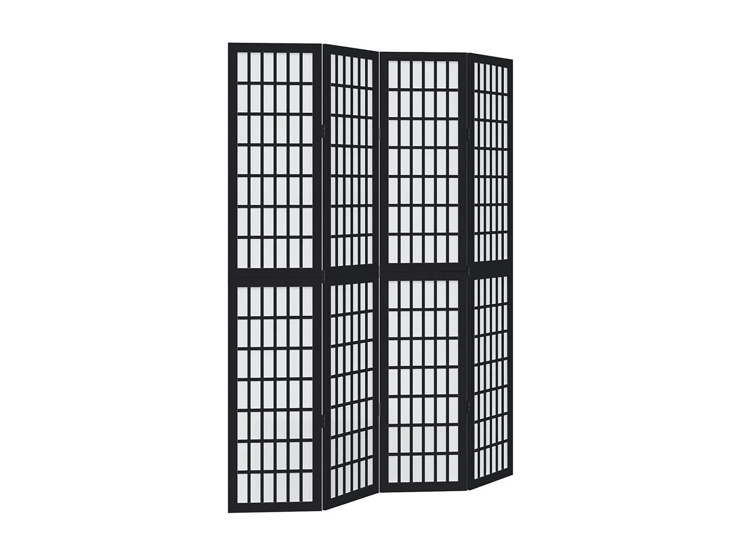 Cloison de séparation 4 panneaux noir bois de paulownia massif