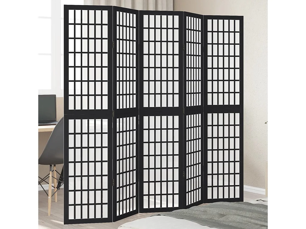 Tabique negro de 5 paneles de madera maciza de paulownia