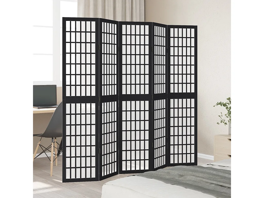 Tabique negro de 5 paneles de madera maciza de paulownia