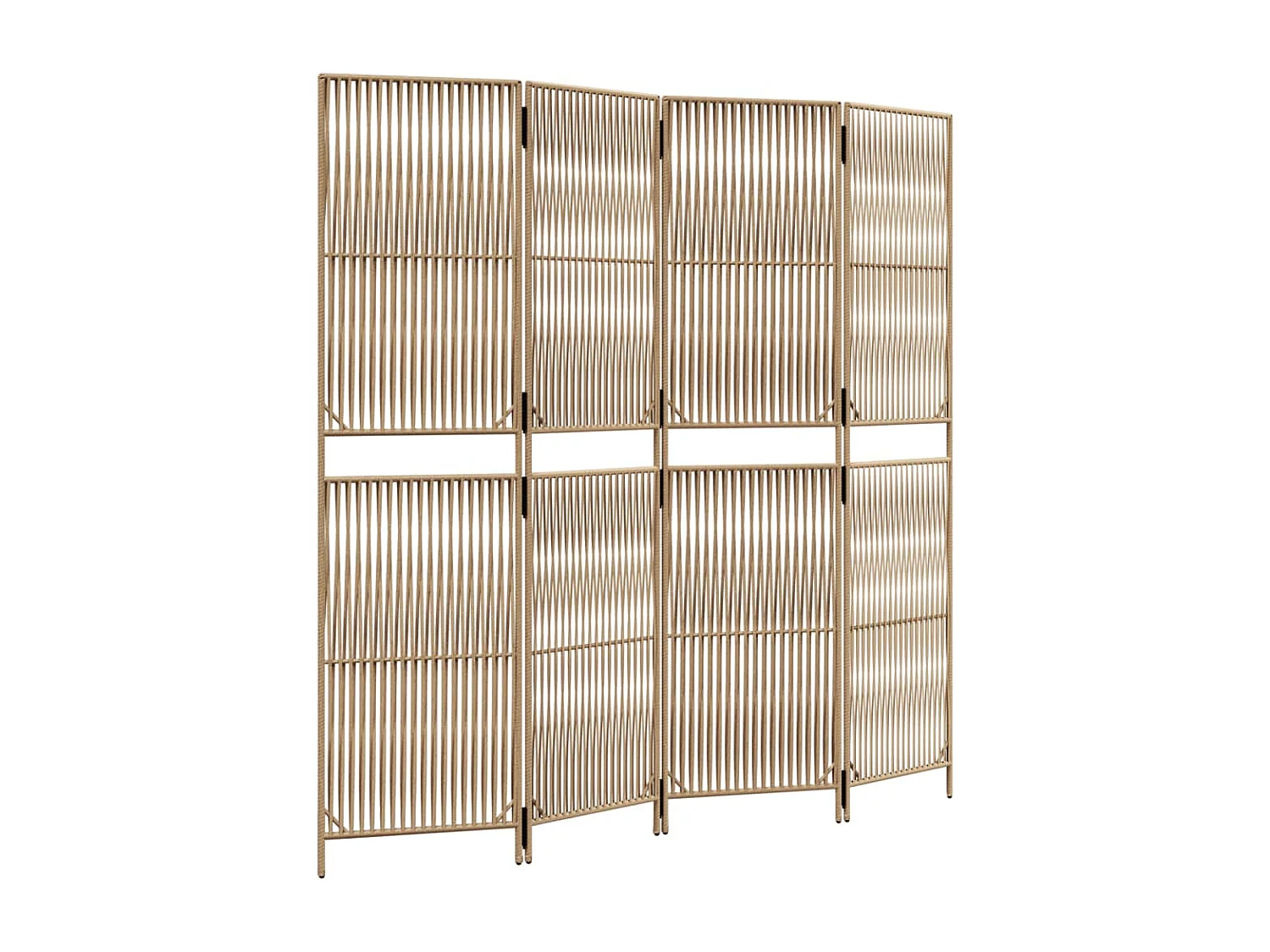 Cloison de séparation 4 panneaux beige résine tressée