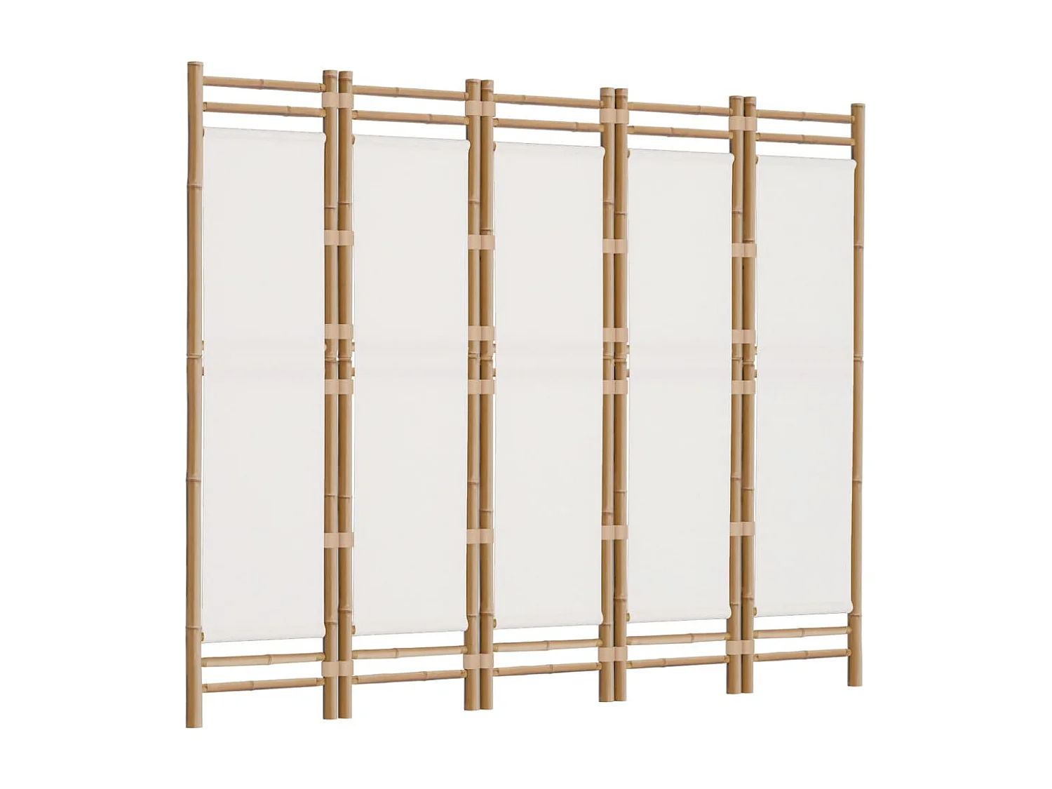 Tabique abatible 5 paneles 200 cm Bambú y lona
