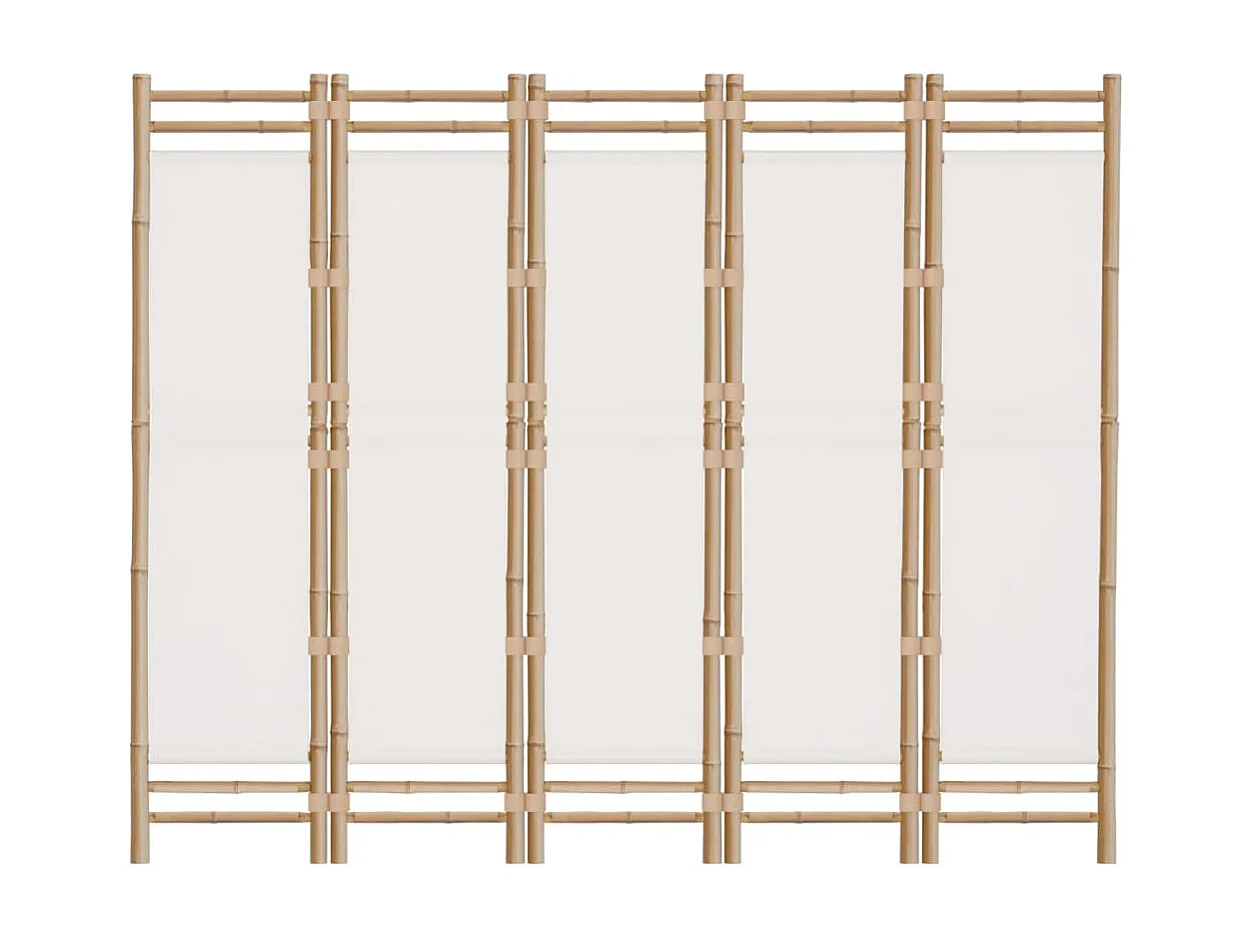 Tabique abatible 5 paneles 200 cm Bambú y lona