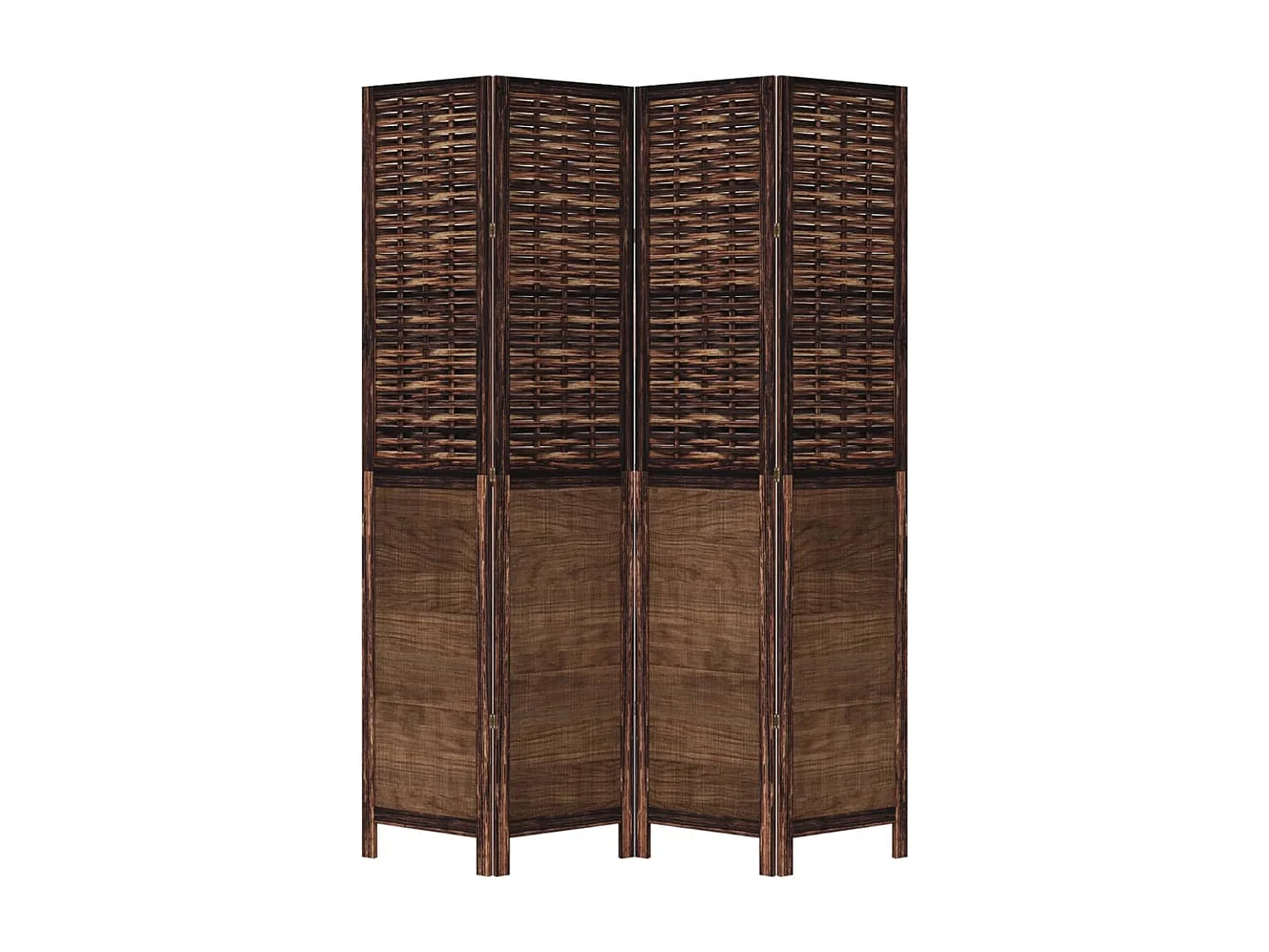 Parete divisoria 4 pannelli in paulownia massiccia marrone scuro