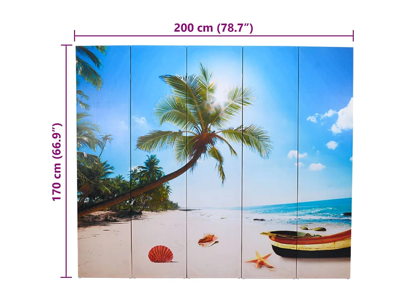Cloison de séparation pliable 200 x 170 cm Plage