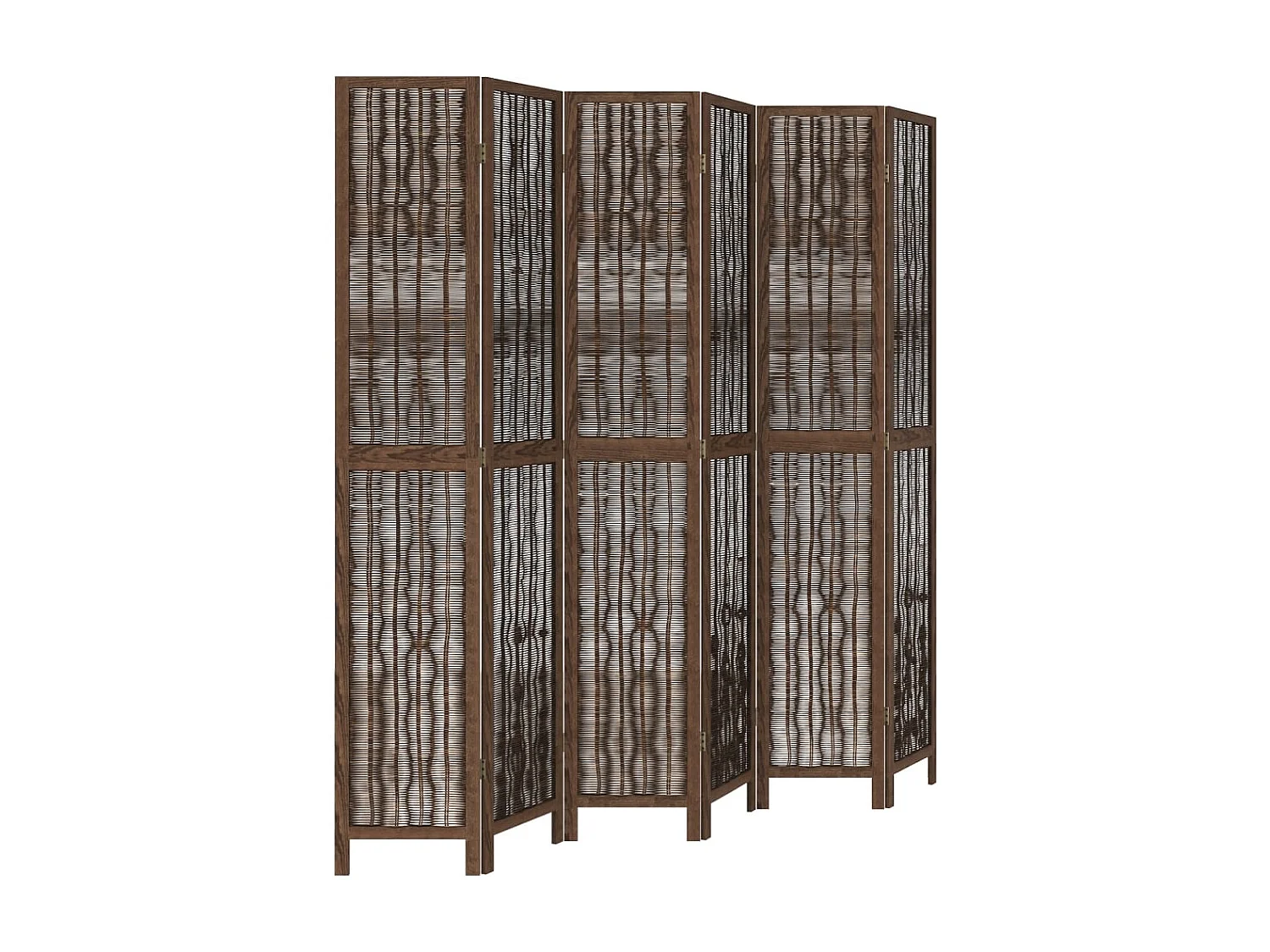 Cloison de séparation 6 panneaux marron foncé paulownia massif