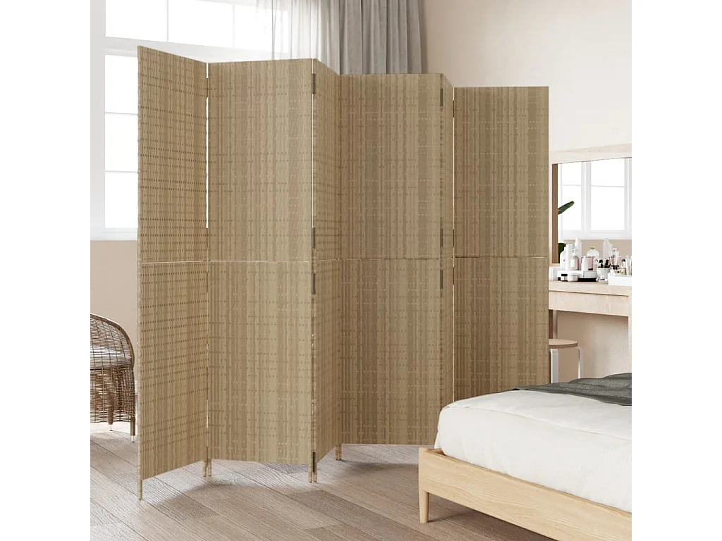 Cloison de séparation 6 panneaux beige résine tressée
