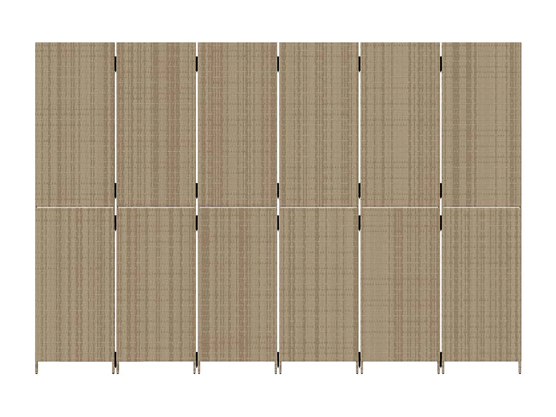 Cloison de séparation 6 panneaux beige résine tressée