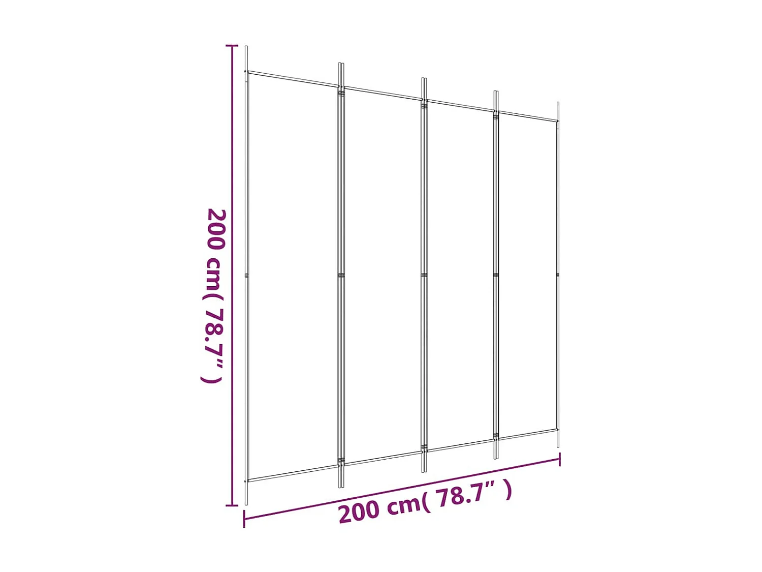 Cloison de séparation 4 panneaux Marron 200x200 cm Tissu