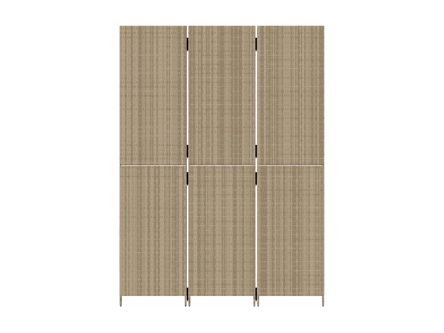 Parede divisória de resina tecida bege com 3 painéis