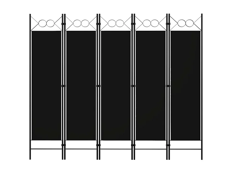 Cloison de séparation 5 panneaux Noir 200x180 cm