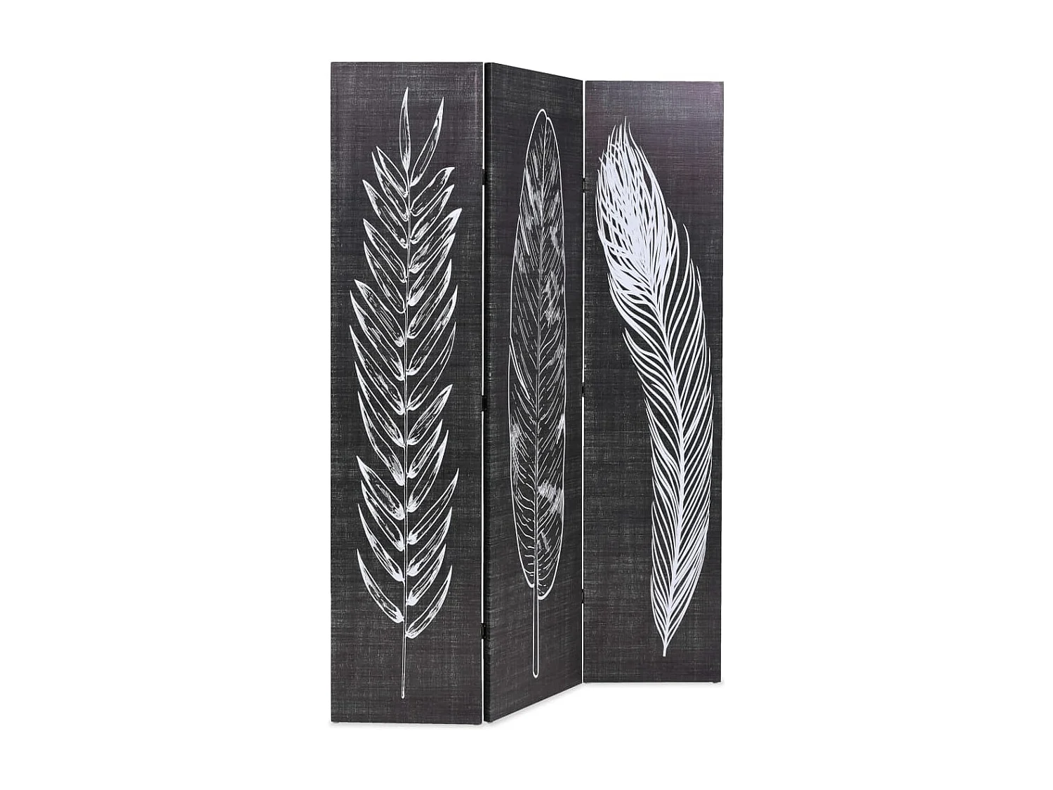 Cloison de séparation pliable 120 x 170 cm Plumes Noir et blanc