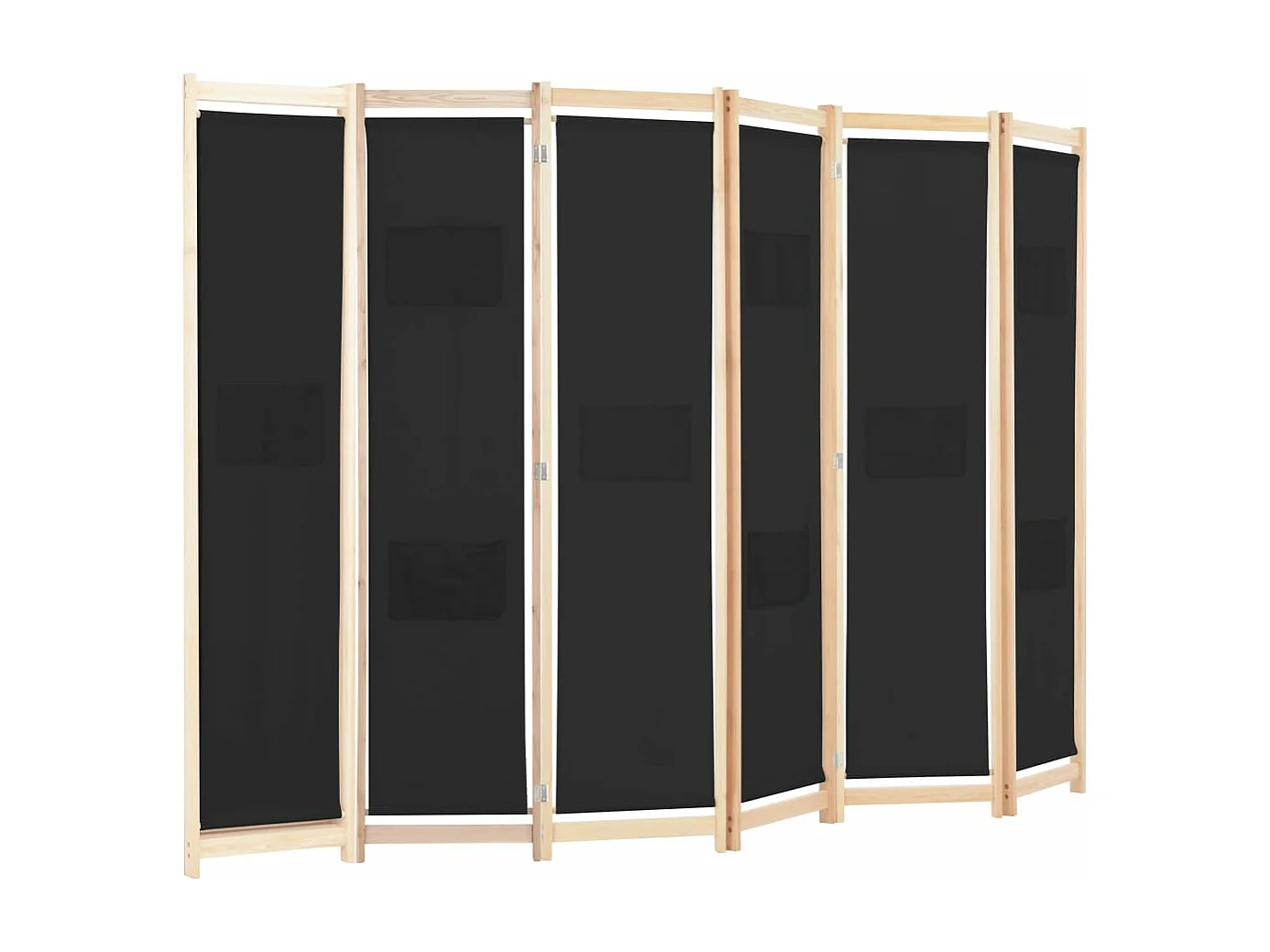 Cloison de séparation 6 panneaux Noir 240 x 170 x 4 cm Tissu
