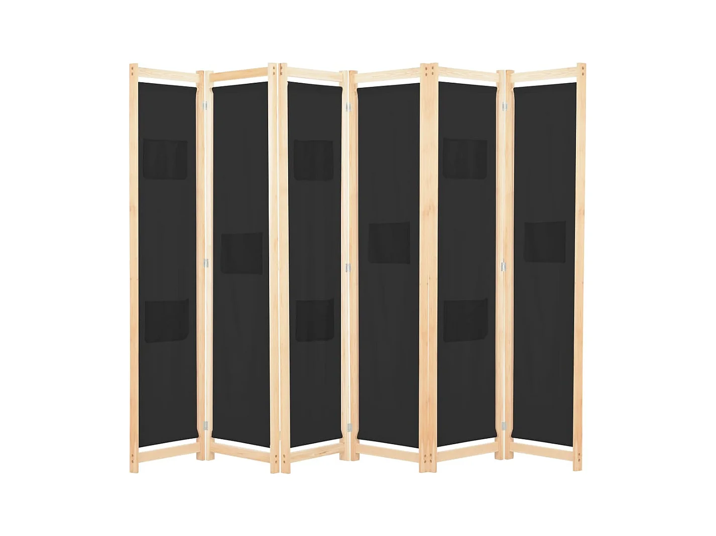 Cloison de séparation 6 panneaux Noir 240 x 170 x 4 cm Tissu