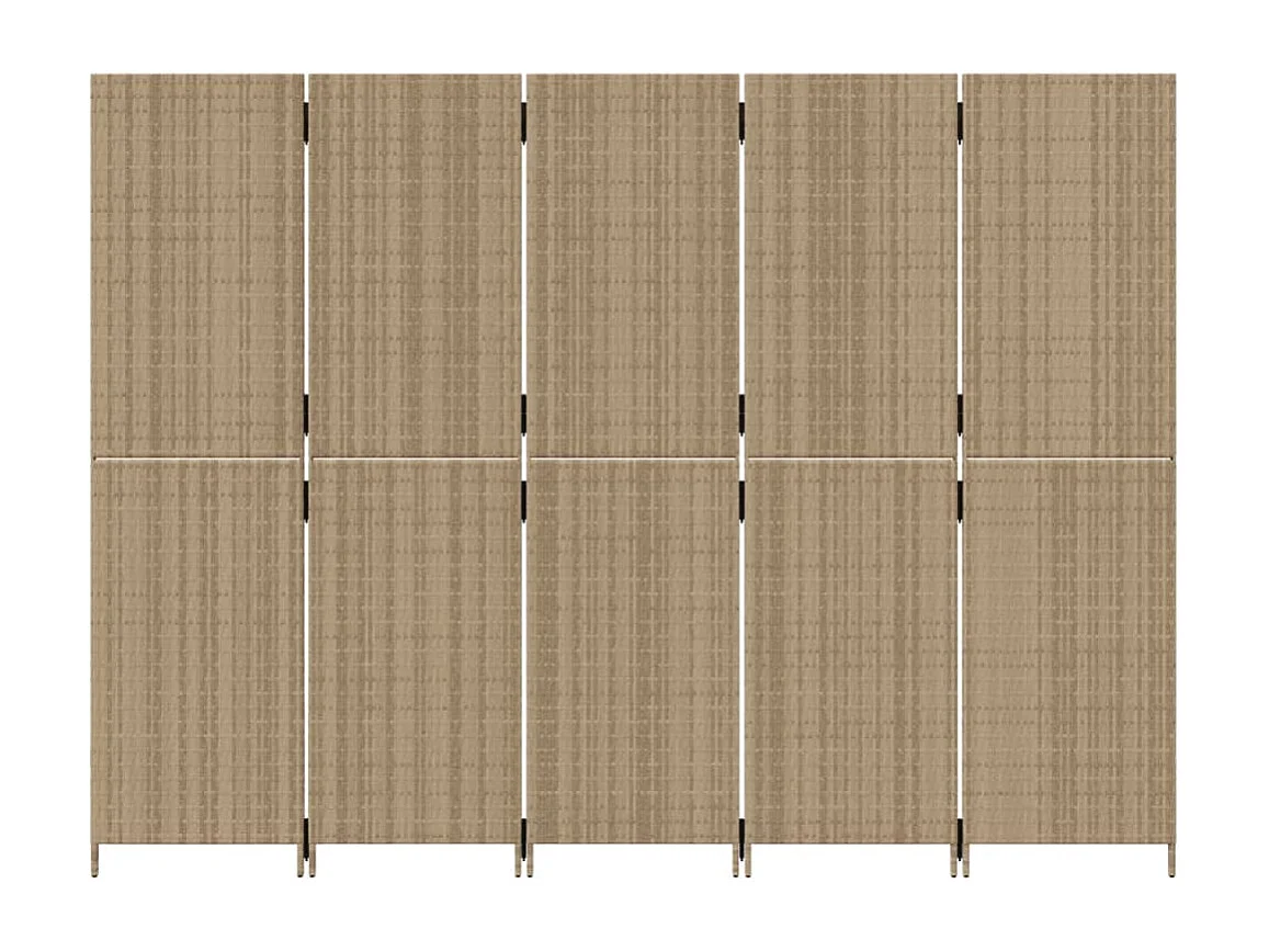 Beige geweven harsscheidingswand met 5 panelen