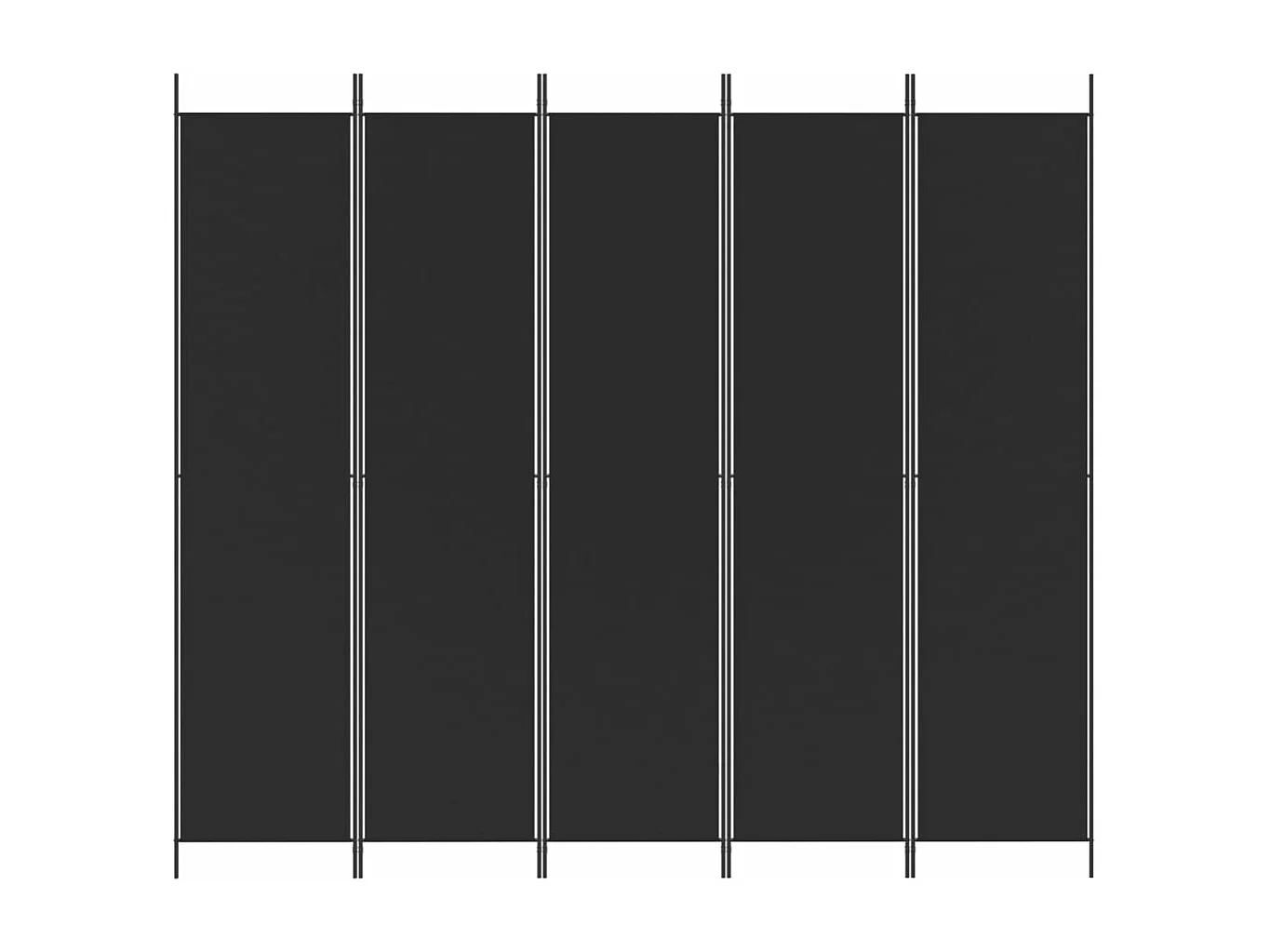 Cloison de séparation 5 panneaux Noir 250x220 cm Tissu