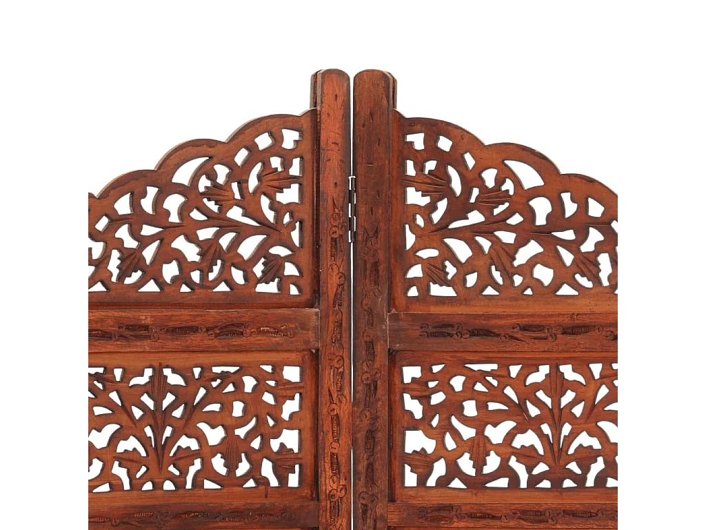 Parede divisória 4 painéis Castanho 160x165cm Madeira de mangueira