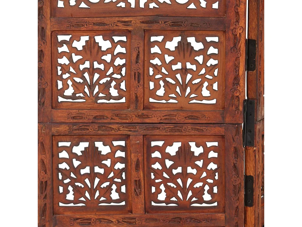 Parede divisória 4 painéis Castanho 160x165cm Madeira de mangueira