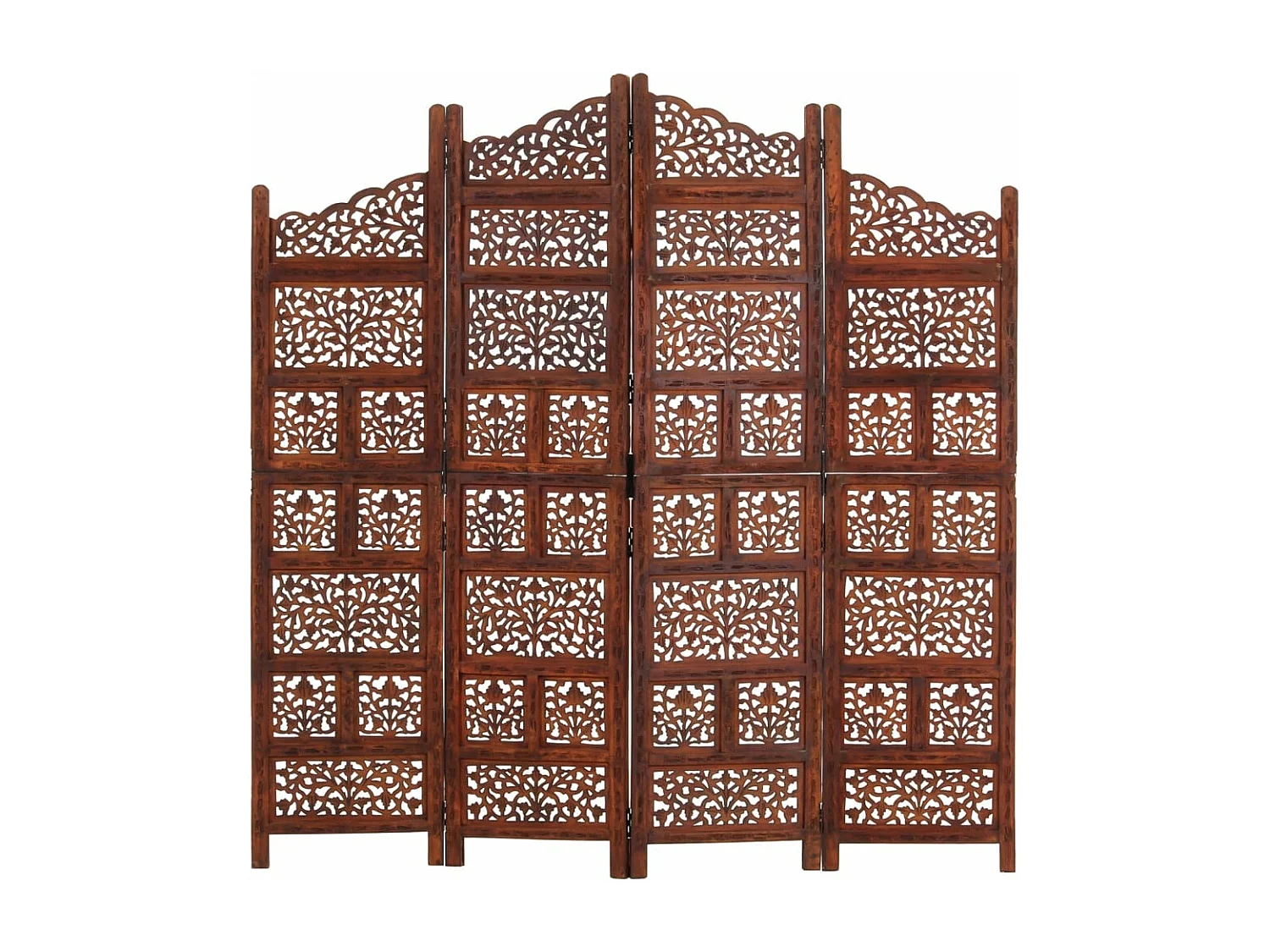 Parede divisória 4 painéis Castanho 160x165cm Madeira de mangueira