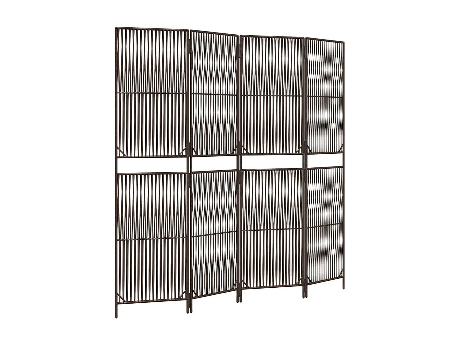 Cloison de séparation 4 panneaux marron résine tressée