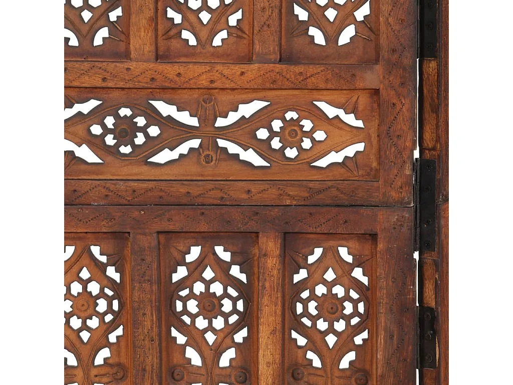 Parete divisoria 5 pannelli Marrone 200x165 cm Legno di mango