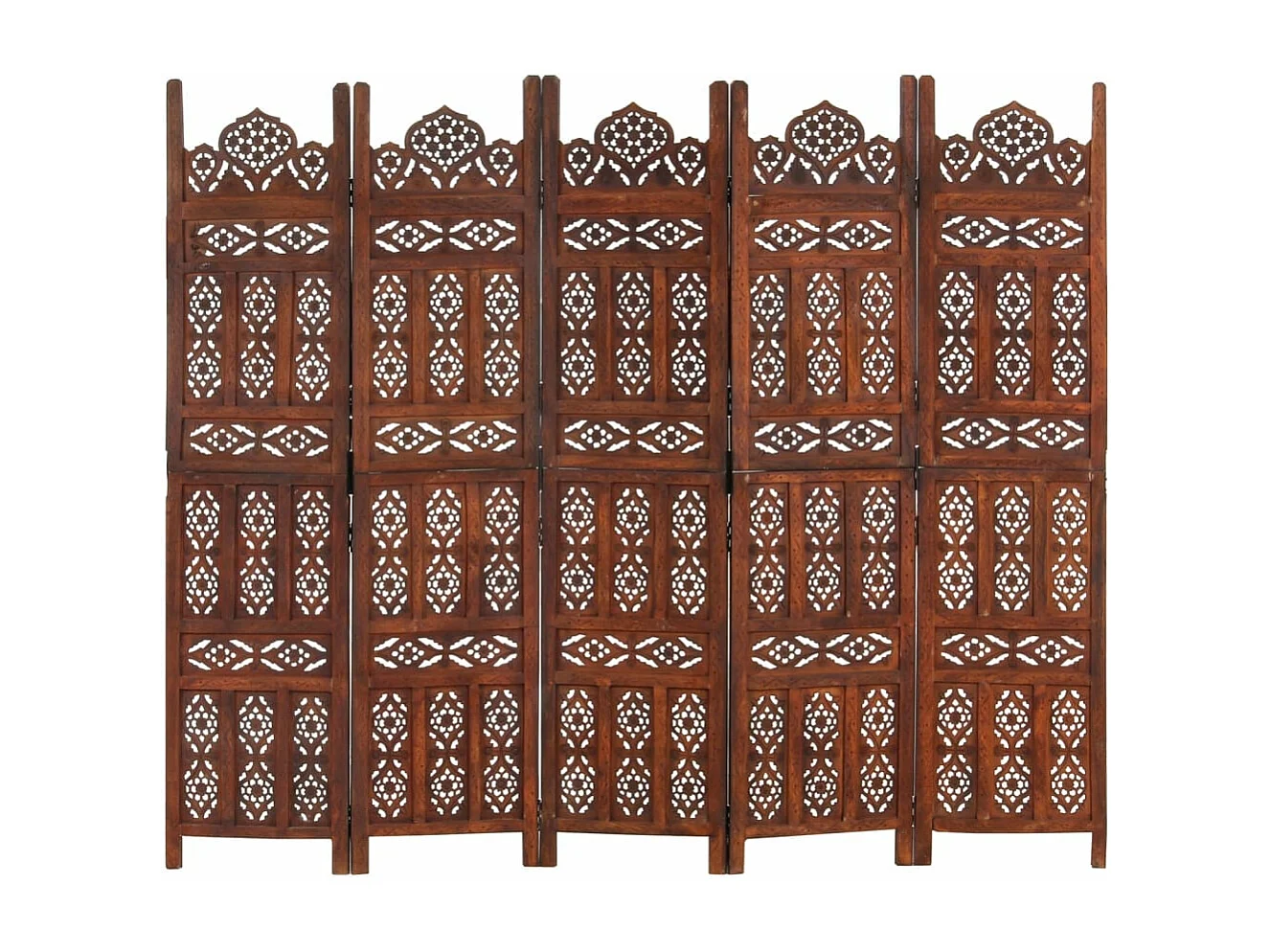 Parete divisoria 5 pannelli Marrone 200x165 cm Legno di mango
