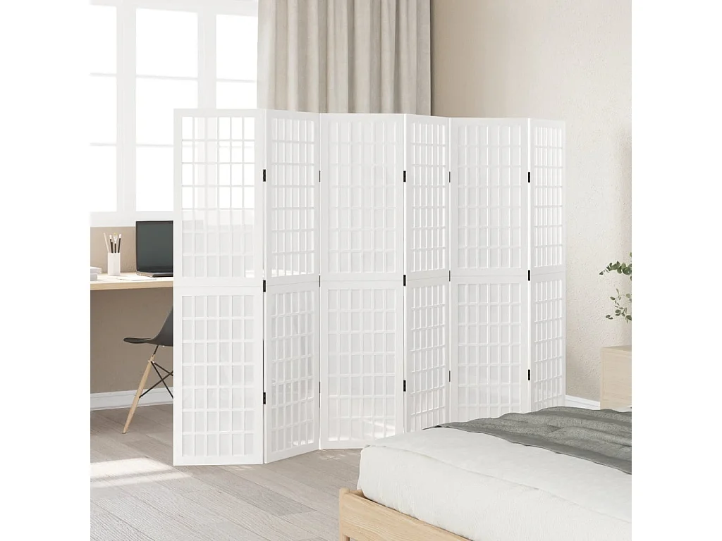 Trennwand 6 Paneele aus weißem massivem Paulownia-Holz