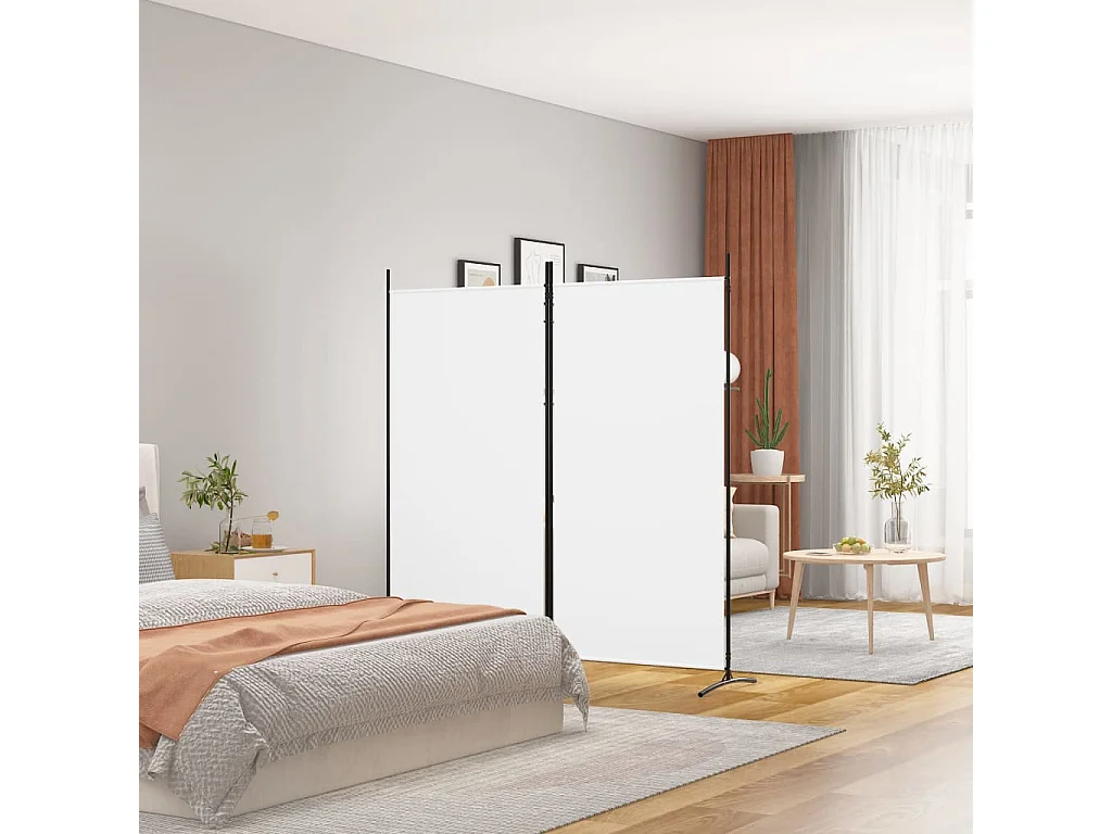 Parete divisoria 2 pannelli Tessuto Bianco 175x180 cm